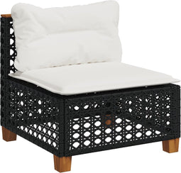 vidaXL - Tuinbank - zonder - armleuning - met - kussens - poly - rattan - zwart