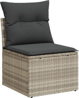 vidaXL - Tuinbank - zonder - armleuning - met - kussens - poly - rattan - lichtgrijs