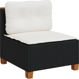 vidaXL - Tuinbank - zonder - armleuning - met - kussens - poly - rattan - zwart