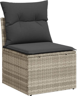 vidaXL - Tuinbank - zonder - armleuning - met - kussens - poly - rattan - lichtgrijs