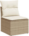 vidaXL - Tuinbank - zonder - armleuning - met - kussens - poly - rattan - beige