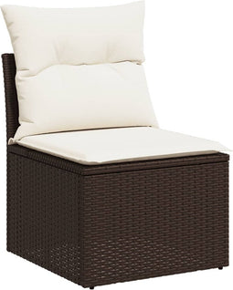 vidaXL - Tuinbank - zonder - armleuning - met - kussens - poly - rattan - bruin