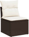 vidaXL - Tuinbank - zonder - armleuning - met - kussens - poly - rattan - bruin