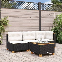 vidaXL - Tuinbank - zonder - armleuning - met - kussens - poly - rattan - zwart