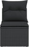 vidaXL - Tuinbank - zonder - armleuning - met - kussens - poly - rattan - zwart