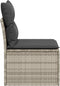 vidaXL - Tuinbank - zonder - armleuning - met - kussens - poly - rattan - lichtgrijs