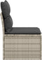 vidaXL - Tuinbank - zonder - armleuning - met - kussens - poly - rattan - lichtgrijs