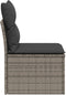 vidaXL - Tuinbank - zonder - armleuning - met - kussens - poly - rattan - grijs