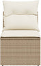 vidaXL - Tuinbank - zonder - armleuning - met - kussens - poly - rattan - beige
