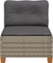 vidaXL - Tuinbank - zonder - armleuning - met - kussens - poly - rattan - grijs