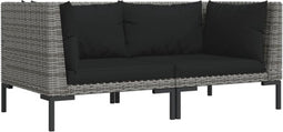 vidaXL - Tuinbanken - 2 - st - met - kussens - halfrond - poly - rattan