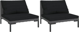 vidaXL - Tuinbanken - 2 - st - met - kussens - halfrond - poly - rattan