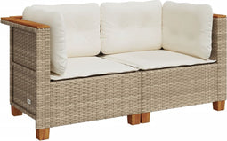 vidaXL - Tuinbanken - 2 - st - met - kussens - poly - rattan - beige