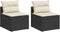 vidaXL - Tuinbanken - 2 - st - zonder - armleuning - met - kussens - poly - rattan - zwart