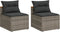 vidaXL - Tuinbanken - 2 - st - zonder - armleuning - met - kussens - poly - rattan - grijs