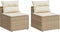 vidaXL - Tuinbanken - 2 - st - zonder - armleuning - met - kussens - poly - rattan - beige