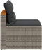 vidaXL - Tuinbanken - 2 - st - zonder - armleuning - met - kussens - poly - rattan - grijs