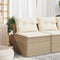 vidaXL - Tuinbanken - 2 - st - zonder - armleuning - met - kussens - poly - rattan - beige