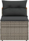 vidaXL - Tuinbanken - 2 - st - zonder - armleuning - met - kussens - poly - rattan - grijs