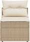 vidaXL - Tuinbanken - 2 - st - zonder - armleuning - met - kussens - poly - rattan - beige