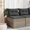 vidaXL - Tuinbanken - 2 - st - zonder - armleuning - met - kussens - poly - rattan - grijs