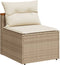 vidaXL - Tuinbanken - 2 - st - zonder - armleuning - met - kussens - poly - rattan - beige