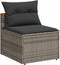 vidaXL - Tuinbanken - 2 - st - zonder - armleuning - met - kussens - poly - rattan - grijs