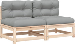 vidaXL - Tuinbanken - 2 - st - zonder - armleuningen - met - kussens - grenenhout