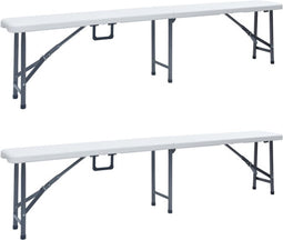 vidaXL - Tuinbanken - inklapbaar - 2 - st - 180 - cm - HDPE - wit
