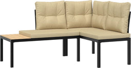 vidaXL - Tuinbanken - met - kussens - 2 - st - gepoedercoat - staal - zwart