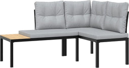 vidaXL - Tuinbanken - met - kussens - 2 - st - gepoedercoat - staal - zwart