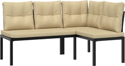 vidaXL - Tuinbanken - met - kussens - 2 - st - gepoedercoat - staal - zwart