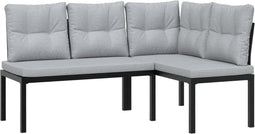 vidaXL - Tuinbanken - met - kussens - 2 - st - gepoedercoat - staal - zwart