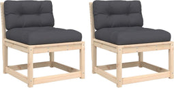 vidaXL - Tuinbanken - met - kussens - 2 - st - massief - grenenhout