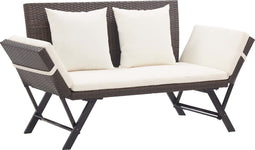 vidaXL - Tuinbankje - met - kussens - 176 - cm - poly - rattan - bruin