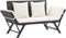 vidaXL - Tuinbankje - met - kussens - 176 - cm - poly - rattan - zwart