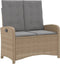 vidaXL - Tuinbankje - verstelbaar - met - kussens - poly - rattan - beige