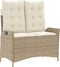 vidaXL - Tuinbankje - verstelbaar - met - kussens - poly - rattan - beige