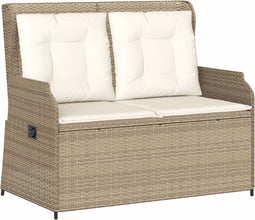 vidaXL - Tuinbankje - verstelbaar - met - kussens - poly - rattan - beige
