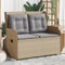 vidaXL - Tuinbankje - verstelbaar - met - kussens - poly - rattan - beige