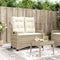 vidaXL - Tuinbankje - verstelbaar - met - kussens - poly - rattan - beige