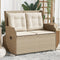 vidaXL - Tuinbankje - verstelbaar - met - kussens - poly - rattan - beige