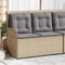 vidaXL - Tuinbankje - verstelbaar - met - kussens - poly - rattan - beige