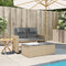 vidaXL - Tuinbankje - verstelbaar - met - kussens - poly - rattan - beige