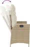 vidaXL - Tuinbankje - verstelbaar - met - kussens - poly - rattan - beige