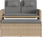 vidaXL - Tuinbankje - verstelbaar - met - kussens - poly - rattan - beige