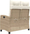 vidaXL - Tuinbankje - verstelbaar - met - kussens - poly - rattan - beige