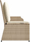 vidaXL - Tuinbankje - verstelbaar - met - kussens - poly - rattan - beige