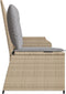 vidaXL - Tuinbankje - verstelbaar - met - kussens - poly - rattan - beige