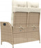 vidaXL - Tuinbankje - verstelbaar - met - kussens - poly - rattan - beige